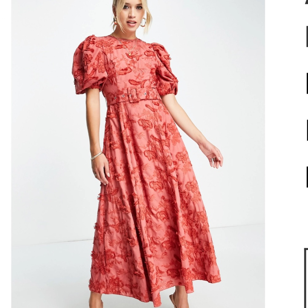 ASOS Coral Floral Midi Dress